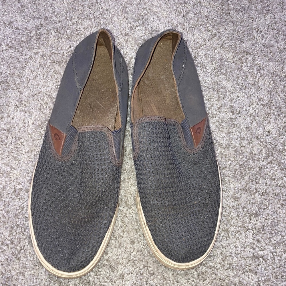 OluKai Pehuea Gray Mesh Slip On Drop In Heel Sneaker